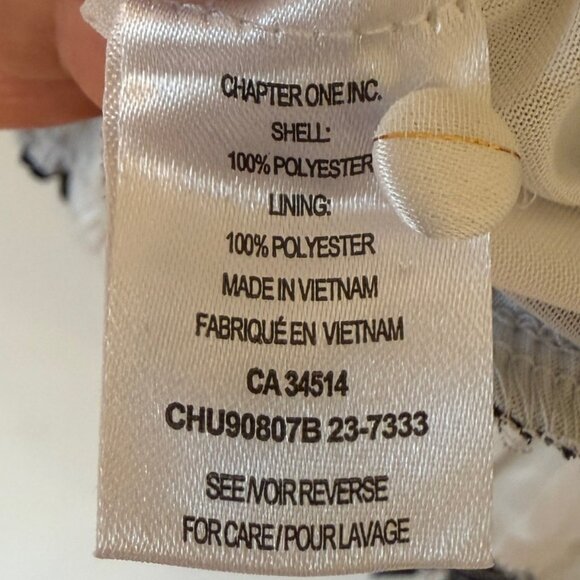 Autres Filles Black & White Floral Blouse w/ Thin Gold Metallic Stripe, Large - Picture 7 of 10